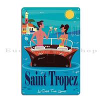 Jachtos Sen Tropez plakatas Antibes Port Cros plakatas Metalinės sieninės plokštės Sieninė plokštelė Dizainerio Vintažinis skardinis ženklas Plakatas 20x30cm（7.8x11.8inch）