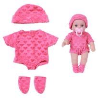 For 12 Inch 30cm Baby Reborn Dolls Outfits Clothes Carry Cot Cartoon Bear Winter Pajamas Jumpsuit Plush Clothing Accessories No Doll Just Clothes