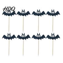 Stable Cupcake Topper 8 Pcs Halloween Bat Toppers Black Cake Bamboo Skewer Pick Picks for Halloween Baby Shower Birthday Party Decoration