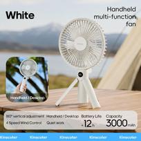 New Foldable Tripod Handheld Fan 3000mAh 4-Speed Rechargeable Fan LED Digital Display Portable Fan for Outdoor Travel Camping balta