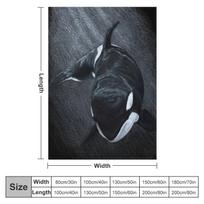 White Whale - Orca Throw Blanket Multi-Purpose Picnic Blanket Dorm Room Essentials Custom Blanket Size: 75*100cm, Weight: 230 GSM