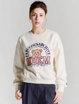 La Maison Studio Women'S Crop Little Bear Friends Sweatshirt Cream Navy (Fcc1Ts382W) Cream Navy/M