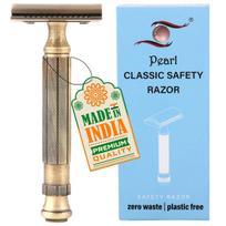 Pearl Shaving Double Edge Safety Razor L-55 (chrome) | Classic & Traditional Safety Razor For Men | Long Lasting Brass Metal | Raksha Bandhan Gift