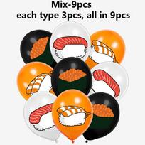 9pcs Japanese Sushi Balloon Set,Food Theme Birthday Party Decoration 12inch Latex Balloons 12INCH