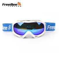 Youth Ski Goggles Double-Layer Anti-Fog Snowboard Eyewear Windproof UV Protection Kids Outdoor Winter Sports White Frame, Full Lens Blue Coating