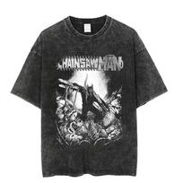 Vintage Washed Tshirts Chainsaw Man Anime T Shirt for Men Women Harajuku Oversize Tee Cotton Fashion Streetwear Unisex Tops S įvairiaspalvis