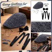 Party Accessories Set with Hat Suspenders Glasses Fake Beard and Eyebrows for Adults Costume Kit One Size juoda