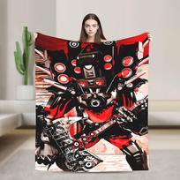 Skibidi Toilet Speakerman Flannel Blanket Super Soft Throw Blanket for Living Room Airplane Novelty Bedspread Sofa Bed Cover Size: 75*100cm, Weight: 230 GSM