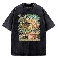 2026 Hot Sale JoJo's Bizarre Adventure Johnny Joestar Graphic T Shirt Men Women Vintage Washed Cotton Tshirts Manga T-shirt Harajuku Male Tops Tees L