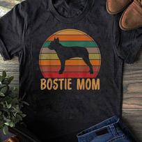 Retro Boston Terrier Mom Dog Mother Pet Bostie Mama T-Shirt - Gift for Dog Lovers - Funny Dog - Boston Terrier Lovers - Mother's Day L