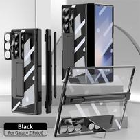 For Samsung Galaxy Z Fold 8 Ultra / 7 6 5 4 3 Plating PC Double Hinge Protect Stand Pen Slot Case with Tempered Glass Stylus Pen Opp Bag&For Samsung Galaxy Z Fold4 5G 7.6" juoda