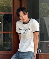 Amou Good Things Coming Arch Logo Ringer Half T-Shirts White White/2
