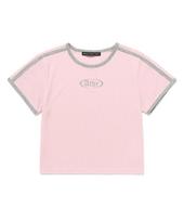 Andy Other Crewneck Ringer Crop Short Sleeve T-Shirt Pink Pink/F