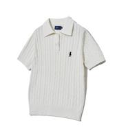 Yale Women'S Heritage Dan Cable Short Sleeve Polo Knit Ivory Ivory/M
