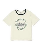 Coolt Round Landscape Women Ringer T-Shirt Ivory Ivory/M