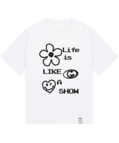 Graver [Unisex] Pixel Mix Like Short Sleeve T-Shirt_White White_Black Logo/L