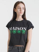 La Maison Studio Women'S Fleur Single Slit Crop Top Black & White (Fcc2Ts423W) Black White/M