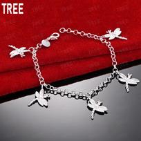 925 Sterling Silver Exquisite Dragonfly Surround Bracelet-Fashion Gift Jewelry 20cm