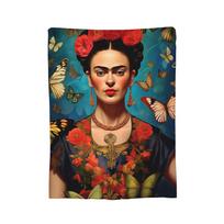 F-Frida K-Kahlo pledai koralinis vilnos pliušas vasaros oro kondicionieriaus kvėpuojantis itin minkštas pledas sofai lovatiesėms Size: 75*100cm, Weight: 230 GSM
