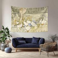 Cute Farm Children's Fun Feng Shui Colorful Duck Sketch Tapestry Children's Room Bedroom Dormitory Home Decoration 100X70CM
