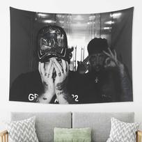 Black and White Portrait Tapestry Dark Hip Hop Duo Background Fabric Trendy Cool Decoration Room Decoration 100X70CM