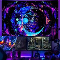 Moon Mandala Design Tapestry, Bohemian Wall Decor Rug, Neon Style Home Decor Polyester Tapestry 100X70CM