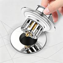 Modern and Simple Pop-Up Washing Basin Leak-Proof Anti-Odor Universal Drain Plug with Bounce Core (Silver,Brass) sidabras