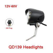 Wuxing QD139-2 12-60V LED Headlight Horn DC Front Light Electric Scooter/Ebike/Electric Bicycle Conversion Part WP Pulg Front