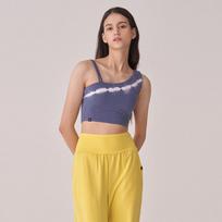 Oz Is Ozts1048 Tie-Dye One-Shoulder Strap Bra Top - Grey Navy M/Free