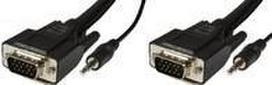 Kabelis MicroConnect D-Sub (VGA) - D-Sub (VGA) + Jack 3.5mm 10m juoda (MONGG10BMJ)