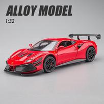 1/32 Scale 488 Diecast automobilių modelio žaislas, patraukiama atgal žaislinė transporto priemonė su garsu ir šviesa vaikams, mažiems berniukams, mergaitėms, dovanų kolekcija 1/32-16.5x6.5x4cm raudona