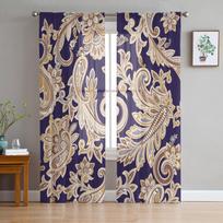Paisley gėlių langų užuolaidos plonos šifono tiulio užuolaida namų svetainės foninės dekoracijos 135W x 114H(cm)