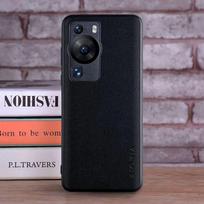 Dėklas Huawei P60 Pro P60 coque Prabangios tekstilės Odinis minkštas TPU kietas telefono dėklas, skirtas huawei p60 pro dėklui P60 juoda