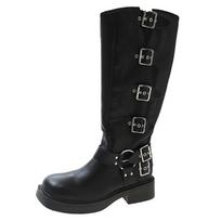 Aukštakulniai batai moterims, odiniai, PU, ​​su dygliuotais akmenimis, gotikiniai, elegantiški, kulno batai moterims, motociklų batai, Bota 35