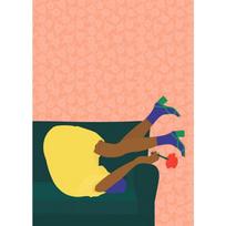 Nordic Woman Maddies Mood Sofa Pony Jump Funny Posters Prints Canvas Painting Abstract Daily Life Wall Art Home Room Decor 21cm×30cm NoFrame