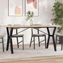 vidaXL Valgomojo stalas, 140x80x75,5cm, pušis ir plieninis, Y formos rėmas