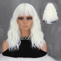 „Long Bob“ sintetiniai perukai moterims kasdieniam dėvėjimui juodi ir rudi ilgų bangų perukai su kirpčiukais, karščiui atsparaus pluošto „Cosplay“ plaukams 30cm