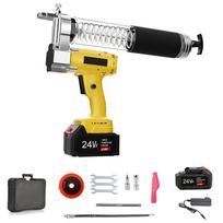 24V Grease Gun Kit, 12000PSI Cordless Battery Powered Grease Machine with Spring Hose, Tension Pipe, Nozzles, Carrying geltona