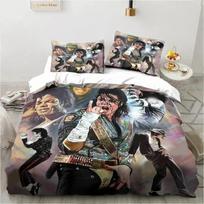 3D Printed Michael Jackson Bedding Set,Pink Quilt Duvet,Star Peripheral Family Decoration Home Warm Textile Cover Bedclothes Set 70x133cm 3pcs black