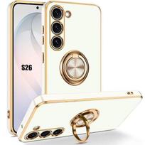Case for Samsung Galaxy S26, Shockproof Anti-Scratch Slim Silicone Protection with Ring - White balta