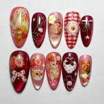 24Pcs Press On Nail with 3D Line Cats Eye Ripples Starry Skys and Deep Sea Glossy Pearls Finish in Various Sizes 1