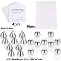 Easy to Use Dimple Sticker Body Jewelry Fake Piercing Stainless Steel Eye Arc Ring Fake Nose Ring 3mm-Silver