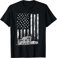 Truck Driver American Flag Trucker Vintage Men Women Gift Unisex T-Shirt 2XL