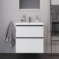 Spintelė su praustuvu Duravit D-neo, DE012001818, balta matinė, 650×480 mm
