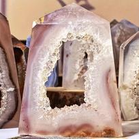 Polished Agate Flame Geode Prism: Natural Crystal Home Decor 30-50g 1 piece