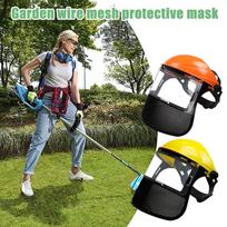 Garden Grass Trimmer Safety Helmet With Full Face Mesh Protective Mask For Logging Brush Cutter And Forestry Work Protection geltona
