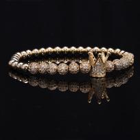 2026 Stretch 3-piece Crown Bracelet Micro-inlaid Bent Pipe Bracelet European and American Style Jewelry 19CM