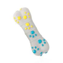 Squeaky Dog Toy Rubber Textured Barbell Bone Ball Dog Chew Toy Teeth Cleaning Toy for Aggressive Chewers Interactive Fetch Play B