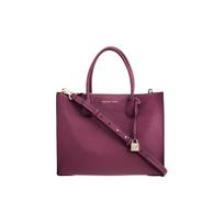 Michael Kors Mercer Simple French Leather Tote Bag Women bags Purple 30F6GM9T3L-DAMSON Basic Set (Bag+Dust Bag)