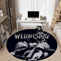 1PC Wednesday Addams Office Round Rug - Perfect for Office or Study Decor, Non-Slip Backing, Decorative Floor Mat yy250916013 80cm by 80cm